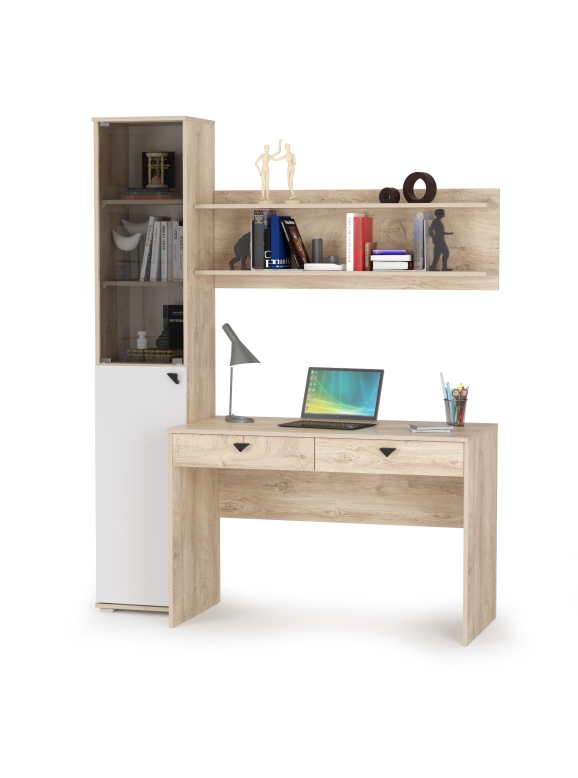 КР100 Бостон № 35, цвет дуб эндгрейн элегантный/фасады МДФ милк рикамо софт, 13.155+12.69+09.132, ШхГхВ 153,8х57,2х194,4 см., универсальная сборка