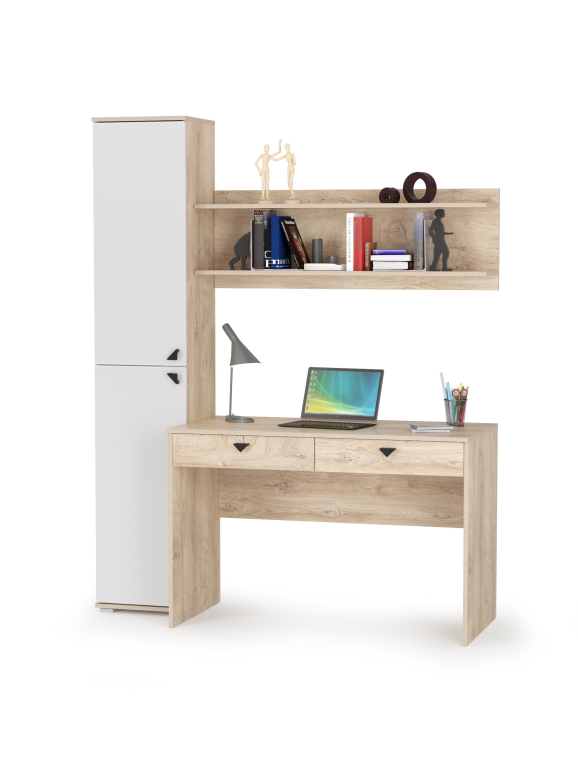 КР100 Бостон № 36, цвет дуб эндгрейн элегантный/фасады МДФ милк рикамо софт, 13.154+12.69+09.132, ШхГхВ 153,8х57,2х194,4 см., универсальная сборка