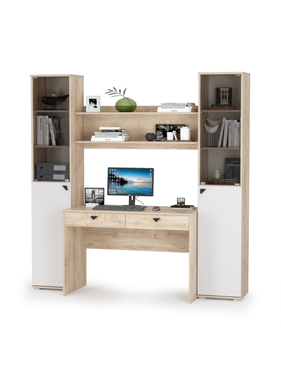 КР100 Бостон № 38, цвет дуб эндгрейн элегантный/фасады МДФ милк рикамо софт, 13.155+12.69+09.132+13.155, ШхГхВ 192,4х57,2х194,4 см.