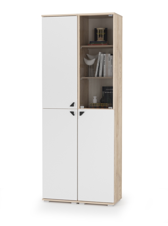 КР100 Бостон № 47, цвет дуб эндгрейн элегантный/фасады МДФ милк рикамо софт, 13.154+13.155, ШхГхВ 77,2х35,1х194,4 см., универсальная сборка