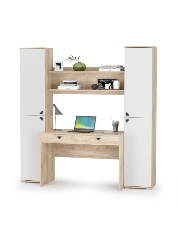 КР100 Бостон № 39, цвет дуб эндгрейн элегантный/фасады МДФ милк рикамо софт, 13.154+12.69+09.132+13.154, ШхГхВ 192,4х57,2х194,4 см.