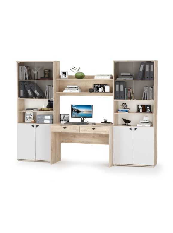 КР100 Бостон № 40, цвет дуб эндгрейн элегантный/фасады МДФ милк рикамо софт, 13.156+12.69+09.132+13.156, ШхГхВ 268,8х57,2х194,4 см.