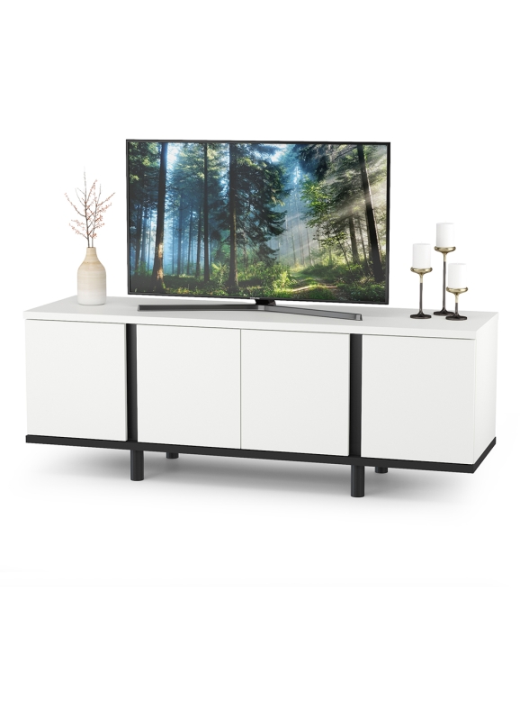 Тумба под ТВ Квадро 13.276, цвет белый шагрень(ЛДСП 16 мм. и 22 мм.)/чёрный(ЛДСП 22 мм.), ШхГхВ 136х40х50 см.