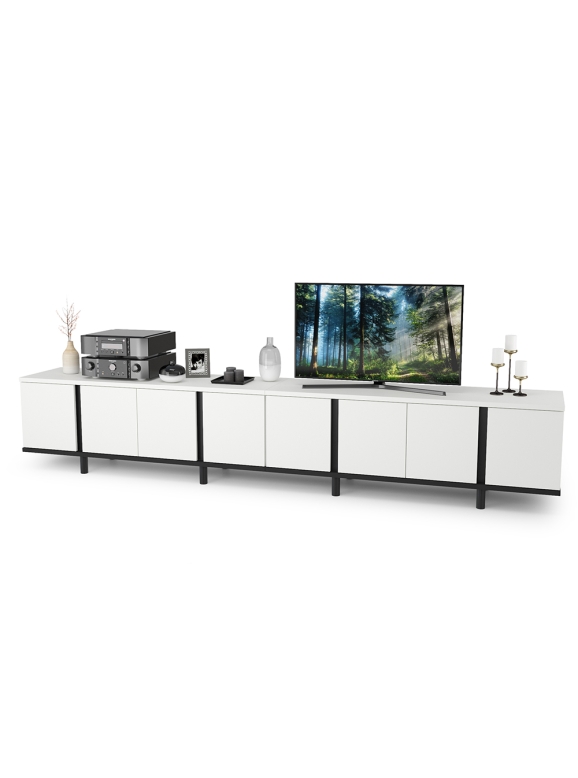 Тумба под ТВ Квадро 13.276 + 13.276, цвет белый шагрень(ЛДСП 16 мм. и 22 мм.)/чёрный(ЛДСП 22 мм.), ШхГхВ 272х40х50 см.