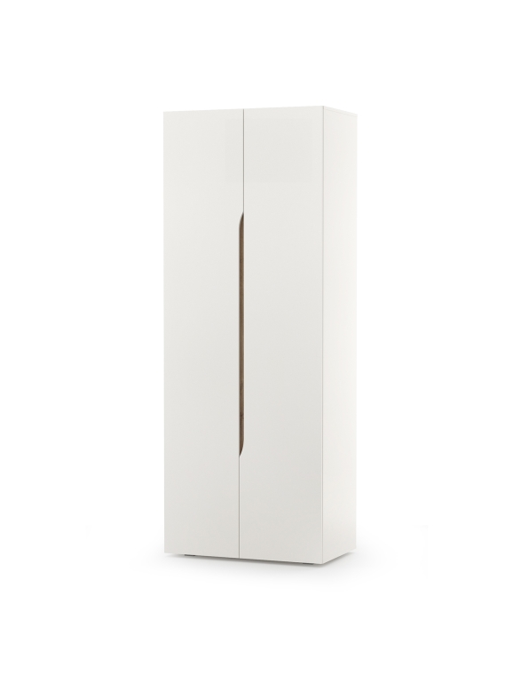 Муссон 13.198 Шкаф двухстворчатый, цвет белый/дуб эндгрейн элегантный, ШхГхВ 87,4х52,2х229,8 см., 2 ящика и зеркало внутри, универс. сборка наполнения