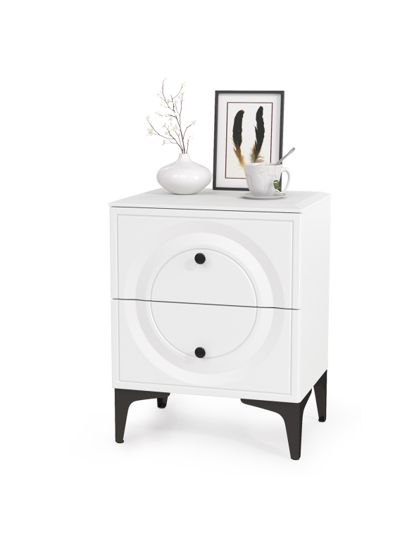 Валенсия Спальня 13.291 Тумба прикроватная, цвет ЛДСП белый шагрень/МДФ белый шагрень, ШхГхВ 49,2х38,4х64 см.