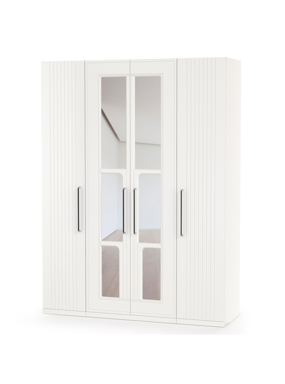 Валенсия Спальня Шкаф для одежды 4-х створчатый, цвет ЛДСП белый шагрень/МДФ белый шагрень, ШхГхВ 168х54,2х225,3 см.