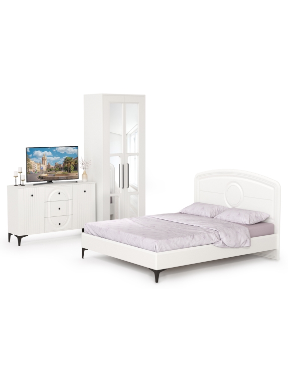 Валенсия Спальня № 17, цвет ЛДСП белый шагрень/МДФ белый шагрень, ортопед есть, сп. м. 1600х2000 мм., б/м