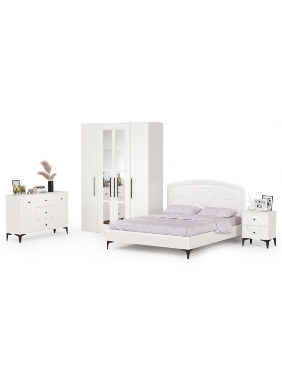 Валенсия Спальня № 31, цвет ЛДСП белый шагрень/МДФ белый шагрень, ортопед есть, сп. м. 1600х2000 мм., б/м