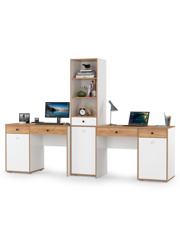 Вуди Компоновка № 10, цвет белый премиум/дуб крафт золотой, ШхГхВ 265х52,7х180,3 см., универсальная сборка