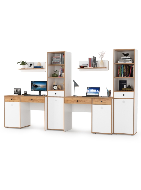 Вуди Компоновка № 15, цвет белый премиум/дуб крафт золотой, ШхГхВ 310х52,7х180,3 см., универсальная сборка