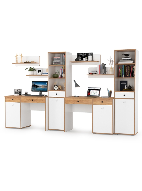 Вуди Компоновка № 16, цвет белый премиум/дуб крафт золотой, ШхГхВ 310х52,7х180,3 см., универсальная сборка