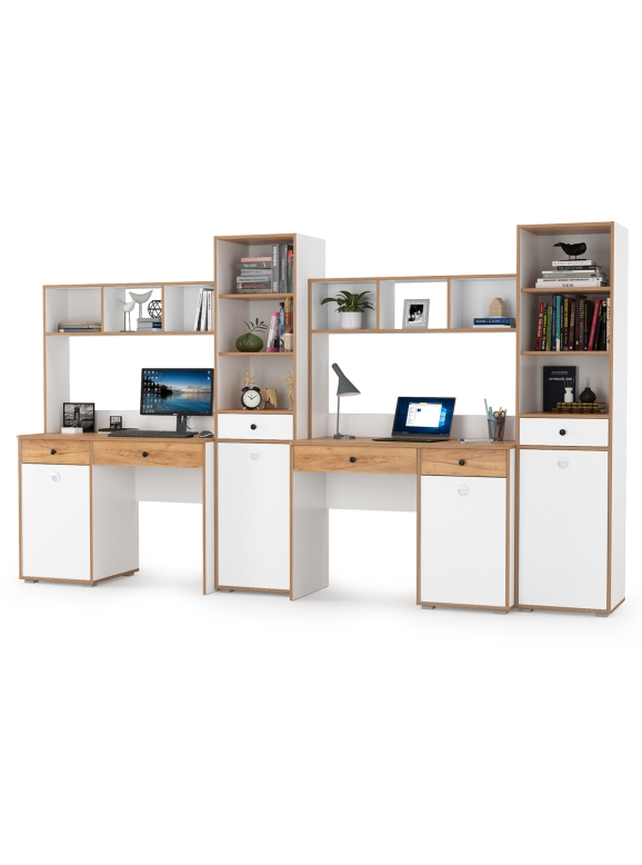 Вуди Компоновка № 17, цвет белый премиум/дуб крафт золотой, ШхГхВ 310х52,7х180,3 см., универсальная сборка