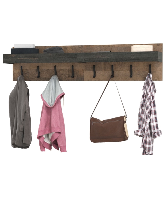 Трувор 15.04 Вешалка + 15.04 Вешалка, цвет дуб гранж песочный/интра, ШхГхВ 160х24,2х36 см.