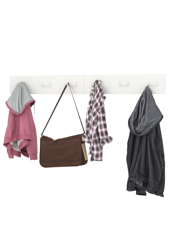 Октава 15.14.02 Вешалка + 15.14.02 Вешалка, цвет белый шагрень, ШхГхВ 129,4х4,7х15 см.