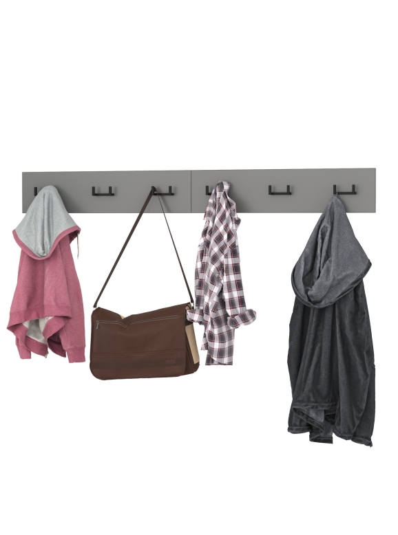 Октава 15.14.02 Вешалка + 15.14.02 Вешалка, цвет серый графит, ШхГхВ 129,4х4,7х15 см.