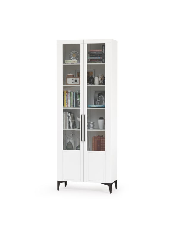 Валенсия Гостиная 13.217 Шкаф, цвет ЛДСП белый шагрень/МДФ белый шагрень, ШхГхВ 84,1х38,1х225,2 см.