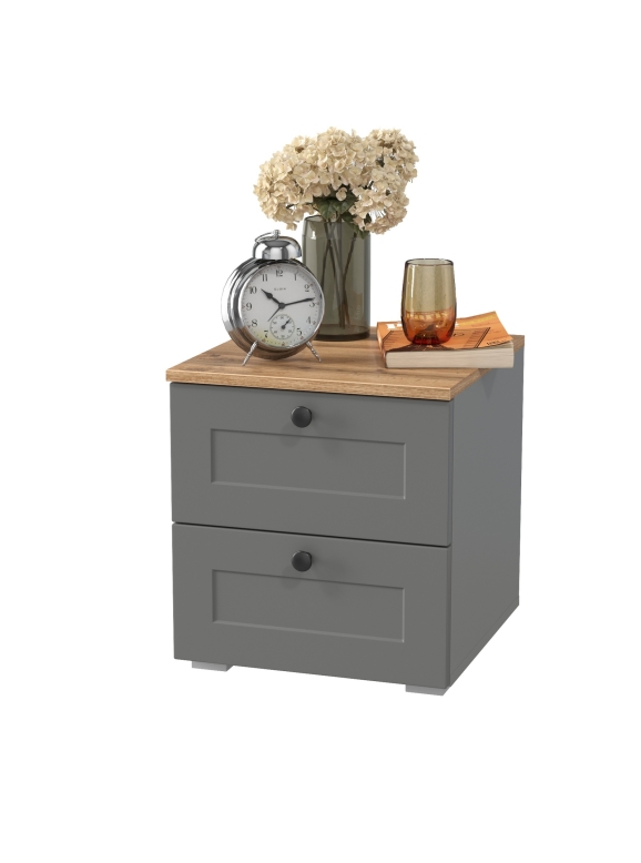 Остин 16.152 Тумба прикроватная, цвет серый графит/дуб крафт золотой, ШхГхВ 40х41,9х43,9 см.