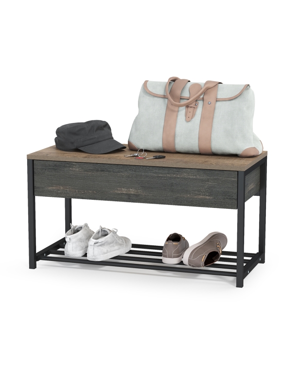 Трувор 13.241.03 Тумба для обуви, цвет дуб гранж песочный/интра, ШхГхВ 80х36,6х42,2 см.