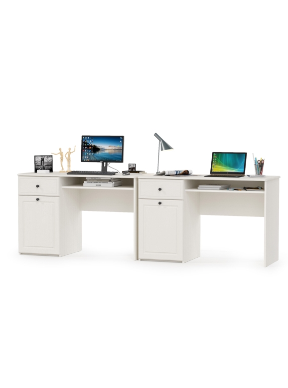 КР100 Роуз 12.148 Стол письменный +12.148Стол письменный,цветЛДСП белый(тиснение Поры дерева)/МДФясень ваниль,ШхГхВ 238х51,7х76,3см.,ун.сб.