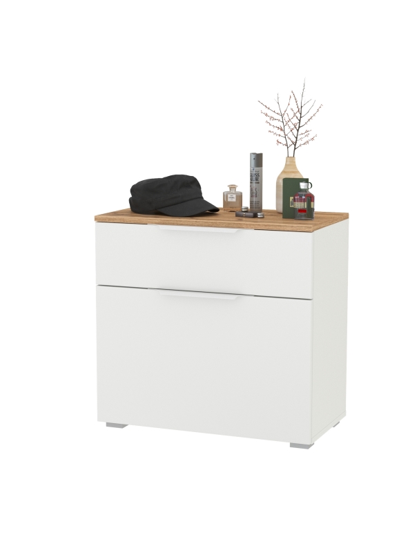 Октава 16.127 Тумба для обуви, цвет белый шагрень/дуб крафт золотой/фасады МДФ белый шагрень, ШхГхВ 64,9х35,4х62,2 см.