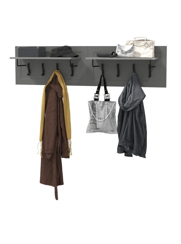Остин 15.12 Вешалка + 15.12 Вешалка, цвет серый графит, ШхГхВ 159,4х29,6х39,7 см.