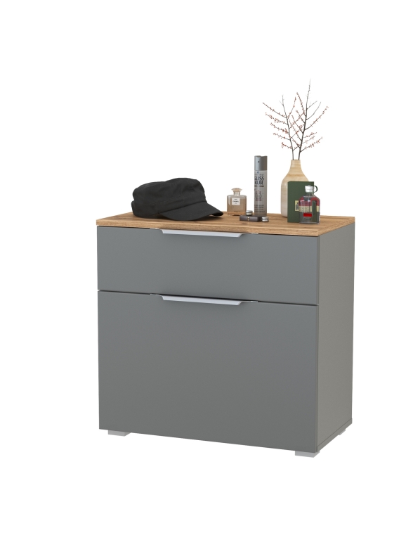 Октава 16.127 Тумба для обуви, цвет серый графит/дуб крафт золотой/фасады МДФ серый графит, ШхГхВ 64,9х35,4х62,2 см.