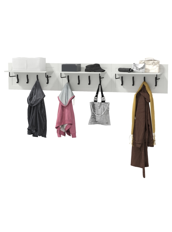Остин 15.12 Вешалка + 15.12 Вешалка + 15.12 Вешалка, цвет белый шагрень, ШхГхВ 239,1х29,6х39,7 см.