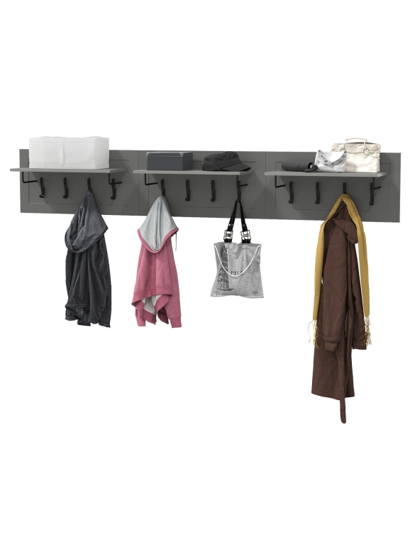 Остин 15.12 Вешалка + 15.12 Вешалка + 15.12 Вешалка, цвет серый графит, ШхГхВ 239,1х29,6х39,7 см.