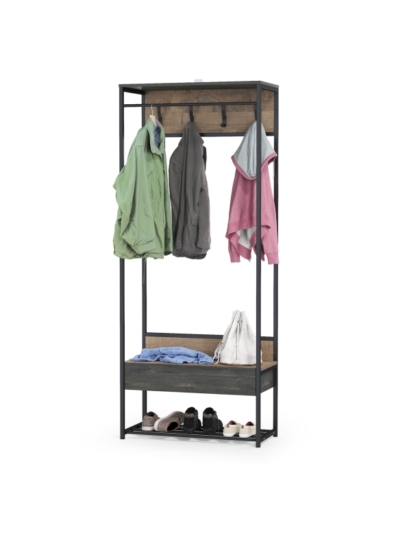 Трувор 15.120 Прихожая, цвет дуб гранж песочный/интра, ШхГхВ 80х36,6х194,2 см.