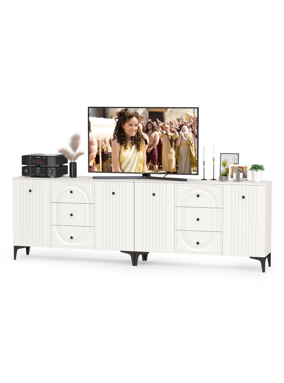 Валенсия Спальня 13.309 Комод + 13.309 Комод, цвет ЛДСП белый шагрень/МДФ белый шагрень, ШхГхВ 266,4х38,4х87,5 см.