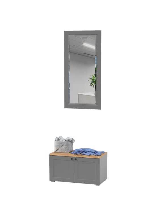 Остин 13.257 Тумба + 17.03 Зеркало, цвет серый графит/дуб крафт золотой, ШхГхВ 80х41,9х210 см.