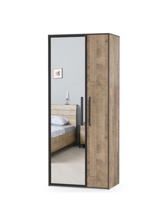 Трувор 13.204.01 Шкаф с зеркалом, цвет дуб гранж песочный/интра, ШхГхВ 88х54х210 см., зеркало, универсальная сборка