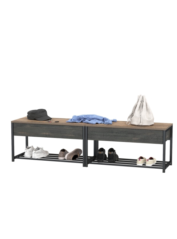 Трувор 13.241.03 Тумба для обуви + 13.241.03 Тумба для обуви, цвет дуб гранж песочный/интра, ШхГхВ 160х36,6х42,2 см.