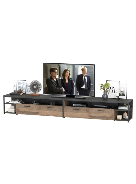 Трувор 13.70 Тумба под ТВ + 13.70 Тумба под ТВ, цвет дуб гранж песочный/интра, ШхГхВ 299,6х45,4х44,6 см., универсальная сборка