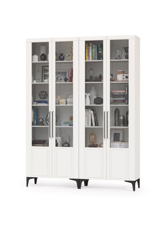 Валенсия Гостиная № 126, цвет ЛДСП белый шагрень/МДФ белый шагрень, ШхГхВ 168,2х38,1х225,2 см.