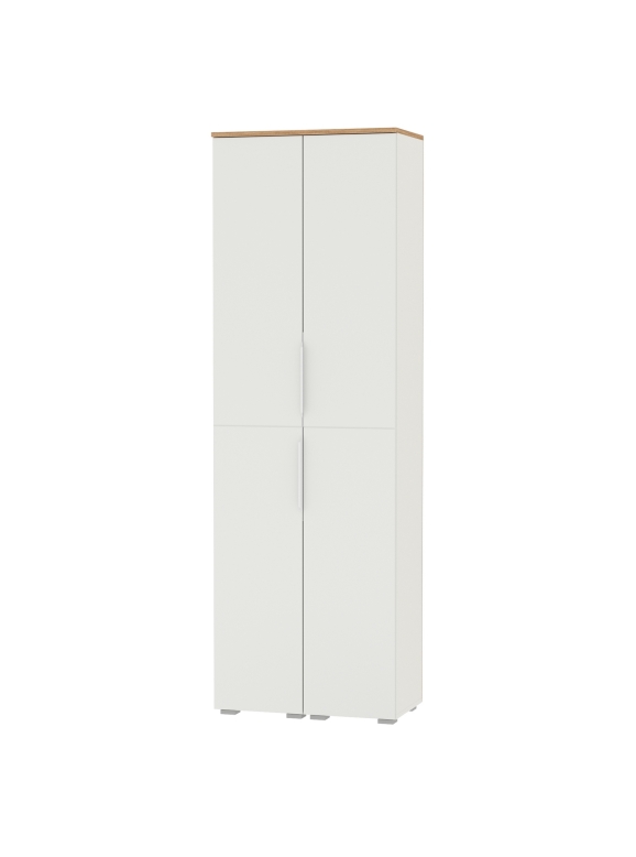 Октава 13.228 Шкаф-пенал + 13.228 Шкаф-пенал, цвет белый шагрень/дуб крафт золотой/фасады МДФ белый шагрень, ШхГхВ 64,4х35,3х197,6 см.