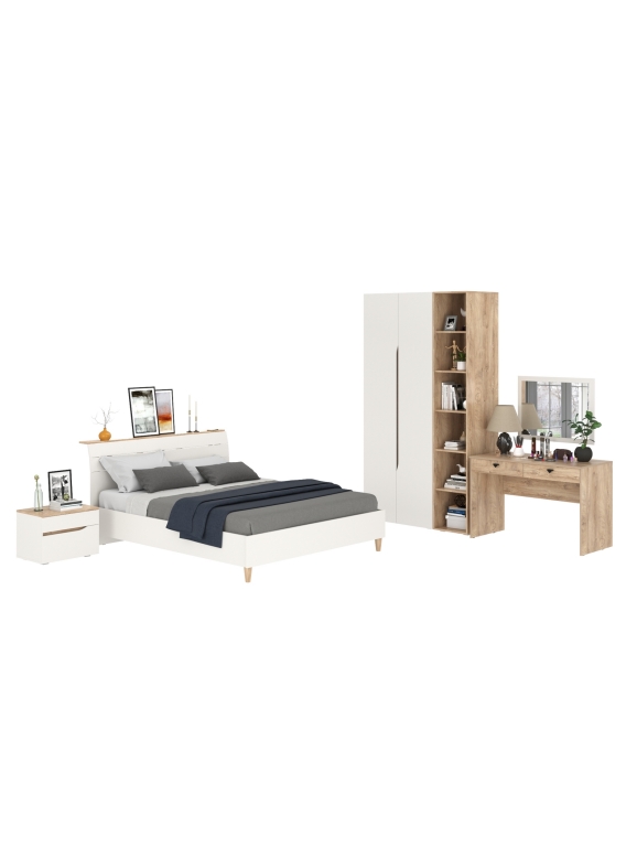 Муссон Спальня № 16, цвет белый/дуб эндгрейн элегантный, ортопед, сп. м. 1600х2000 мм., б/м