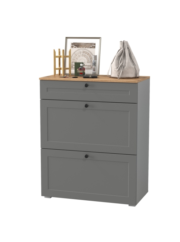 Остин 16.121 Тумба для обуви, цвет серый графит/дуб крафт золотой, ШхГхВ 80х41,6х99,3 см.