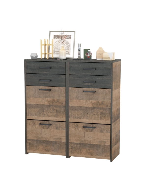 Трувор 13.241.06 Тумба для обуви + 13.241.06 Тумба для обуви, цвет дуб гранж песочный/интра, ШхГхВ 100х37х106,9 см.