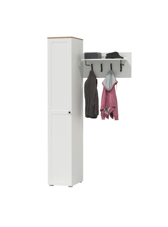 Остин Прихожая 13, цвет белый шагрень/дуб крафт золотой, ШхГхВ 119,7х54,3х229,6 см., универсальная сборка