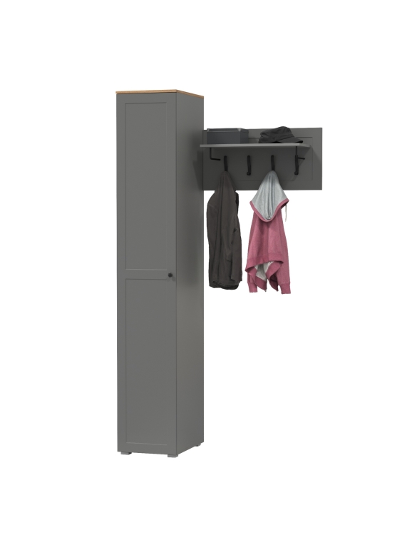 Остин Прихожая 13, цвет серый графит/дуб крафт золотой, ШхГхВ 119,7х54,3х229,6 см., универсальная сборка