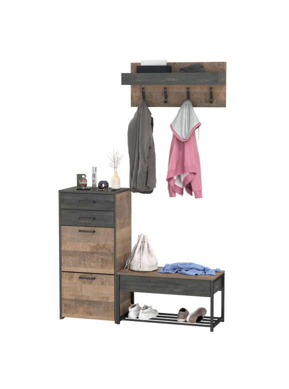 Трувор Прихожая 180, цвет дуб гранж песочный/интра, ШхГхВ 130х37х195 см., универсальная сборка