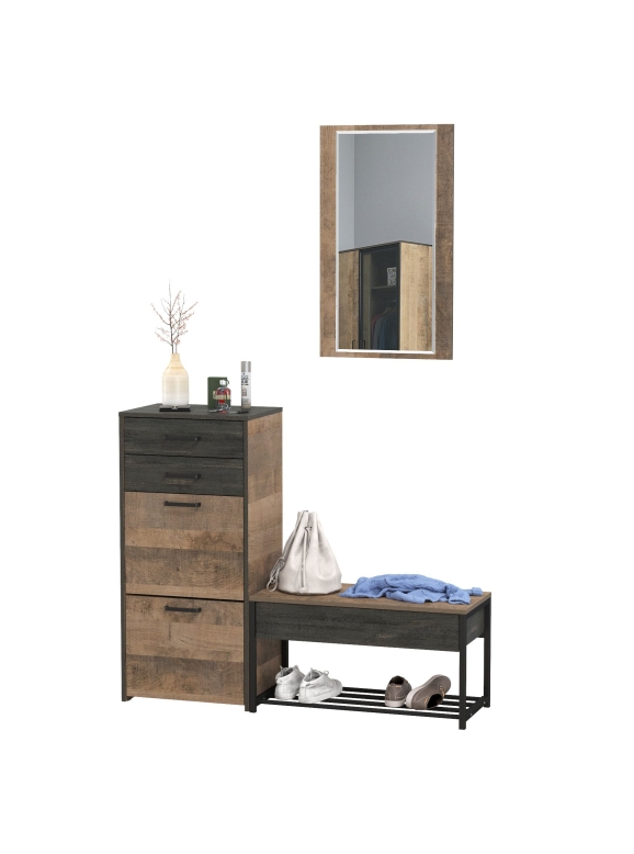 Трувор Прихожая 194, цвет дуб гранж песочный/интра, ШхГхВ 130х37х195 см., универсальная сборка