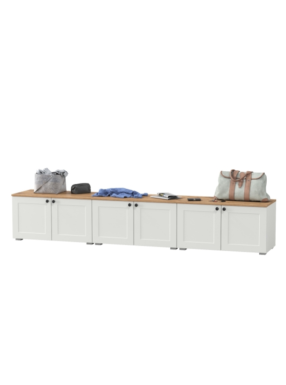 Остин 13.257 Тумба + 13.257 Тумба + 13.257 Тумба, цвет белый шагрень/дуб крафт золотой, ШхГхВ 240х41,9х43,7 см.