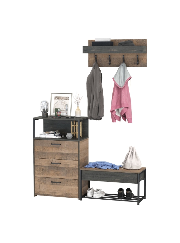 Трувор Прихожая 182, цвет дуб гранж песочный/интра, ШхГхВ 146х37х195 см., универсальная сборка