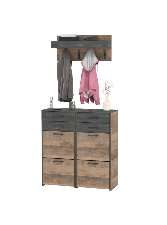 Трувор Прихожая 152, цвет дуб гранж песочный/интра, ШхГхВ 100х37х195 см.