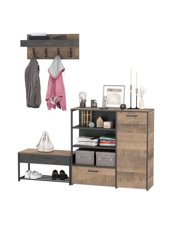 Трувор Прихожая 181, цвет дуб гранж песочный/интра, ШхГхВ 189х36,9х195 см., универсальная сборка