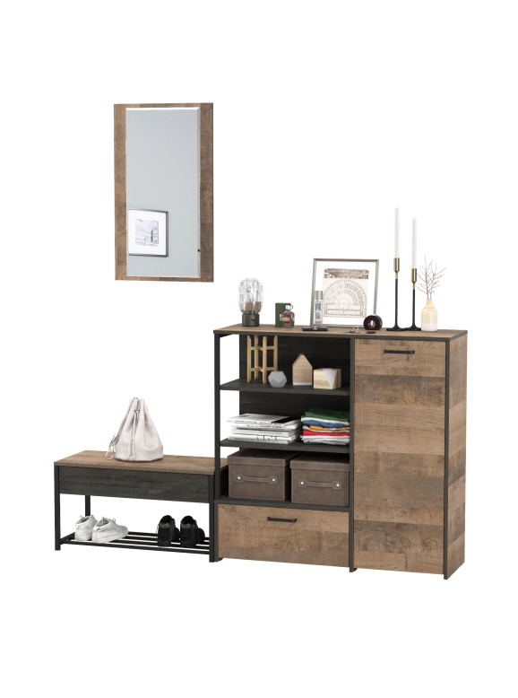 Трувор Прихожая 195, цвет дуб гранж песочный/интра, ШхГхВ 189х36,9х195 см., универсальная сборка