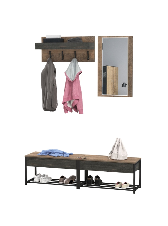 Трувор Прихожая 185, цвет дуб гранж песочный/интра, ШхГхВ 160х36,6х195 см., универсальная сборка